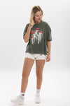 Stone WashedJellyFish MushroomPrinted Women's Relaxed T-Shirt
