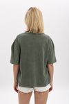 Stone WashedJellyFish MushroomPrinted Women's Relaxed T-Shirt