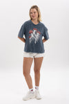 Stone WashedJellyFish MushroomPrinted Women's Relaxed T-Shirt