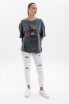 Stone WashedSteamPunkCat Printed Women's Relaxed T-Shirt