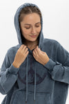 Stone Washed PEACE WITH STONE ENGRAVED Printed Relaxed Hoodie