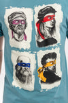 Four Masters Printed Cotton Men'sBlue T-shirt