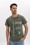 Stone WashedGuitar Mc 1995 Patent Printed Cotton T-Shirt