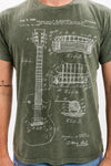 Stone WashedGuitar Mc 1995 Patent Printed Cotton T-Shirt