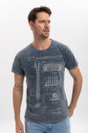 Stone WashedGuitar Mc 1995 Patent Printed Cotton T-Shirt