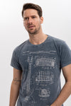 Stone WashedGuitar Mc 1995 Patent Printed Cotton T-Shirt