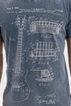 Stone WashedGuitar Mc 1995 Patent Printed Cotton T-Shirt