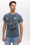 Stone Washed Forever Famous CharactersPrinted Cotton T-shirt