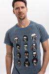 Stone Washed Forever Famous CharactersPrinted Cotton T-shirt