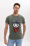 Stone WashedPanda Pilot Animal Printed Cotton T-shirt