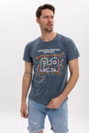 Stone Washed EffectUnderground Sound Music Printed Men's T-shirt