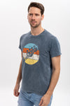 Stone WashedRainbow GuitarPrinted Men's T-shirts