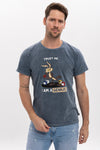 Stone Washed Effect Trust Me I am Genius Printed Men's T-shirt
