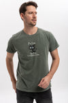 Stone Washed "I am Fine Everything Is Fine"Printed Cotton T-shirt