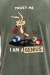 Stone Washed Effect Trust Me I am Genius Printed Men's T-shirt
