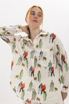 Vintage Fashion Theme Print Long Sleeve Casual Women Shirt