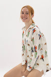 Vintage Fashion Theme Print Long Sleeve Casual Women Shirt