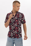 Skull Rose Print Men'sRegularShirt