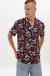 Skull Rose Print Men'sRegularShirt