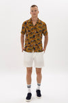 CAT ROSE PRINT SHORT SLEEVE MEN'S SHIRT