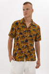 CAT ROSE PRINT SHORT SLEEVE MEN'S SHIRT