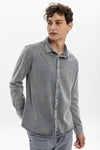 Stone WashedPlain Long Sleeve Men's Shirt