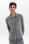 Stone WashedPlain Long Sleeve Men's Shirt