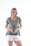 Stone WashedRecord Vinyl Jy Dvsn Printed Cotton Women Scoop Neck T-shirt