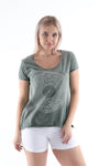 Stone WashedRecord Vinyl Jy Dvsn Printed Cotton Women Scoop Neck T-shirt