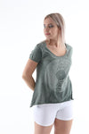 Stone WashedRecord Vinyl Jy Dvsn Printed Cotton Women Scoop Neck T-shirt