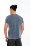 Stone Washed Effect MOON PONDER SKULL Printed CottonT-shirt