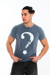 Stone Washed Effect MOON PONDER SKULL Printed CottonT-shirt