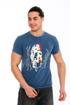 Stone Washed Effect Bob Marely Printed Men's T-shirts