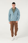 Plain Stone Washed Cotton Men's Hooded Jacket