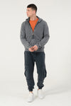 Plain Stone Washed Cotton Men's Hooded Jacket