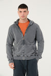 Plain Stone Washed Cotton Men's Hooded Jacket