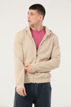 Plain Stone Washed Cotton Men's Hooded Jacket