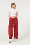 Detailed Straight Flare Leg with pockets Women Stone Washed Cotton Trouse