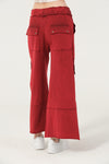 Detailed Straight Flare Leg with pockets Women Stone Washed Cotton Trouse