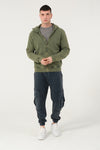 Plain Stone Washed Cotton Men's Hooded Jacket