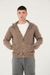 Plain Stone Washed Cotton Men's Hooded Jacket