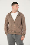 Plain Stone Washed Cotton Men's Hooded Jacket