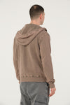 Plain Stone Washed Cotton Men's Hooded Jacket