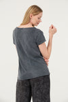 Stone Washed Night Before ChristmasPrinted Wide Neck Women T-shirt