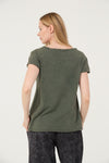 Stone Washed Night Before ChristmasPrinted Wide Neck Women T-shirt