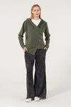 Stone Washed Poncho Cut Cotton Women Zip Hoodie