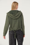 Stone Washed Poncho Cut Cotton Women Zip Hoodie