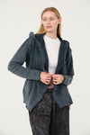 Stone Washed Poncho Cut Cotton Women Zip Hoodie