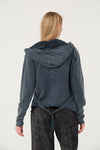 Stone Washed Poncho Cut Cotton Women Zip Hoodie