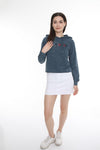 Anthracite Stone Washed London Print Cotton Women Hoodie